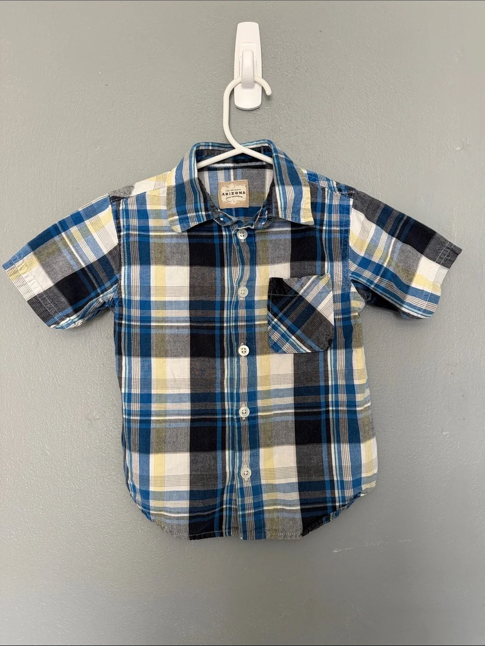 Arizona Jean Co. Boys Classic Plaid Short Sleeve Button-Down 100% CottonShirt 3T